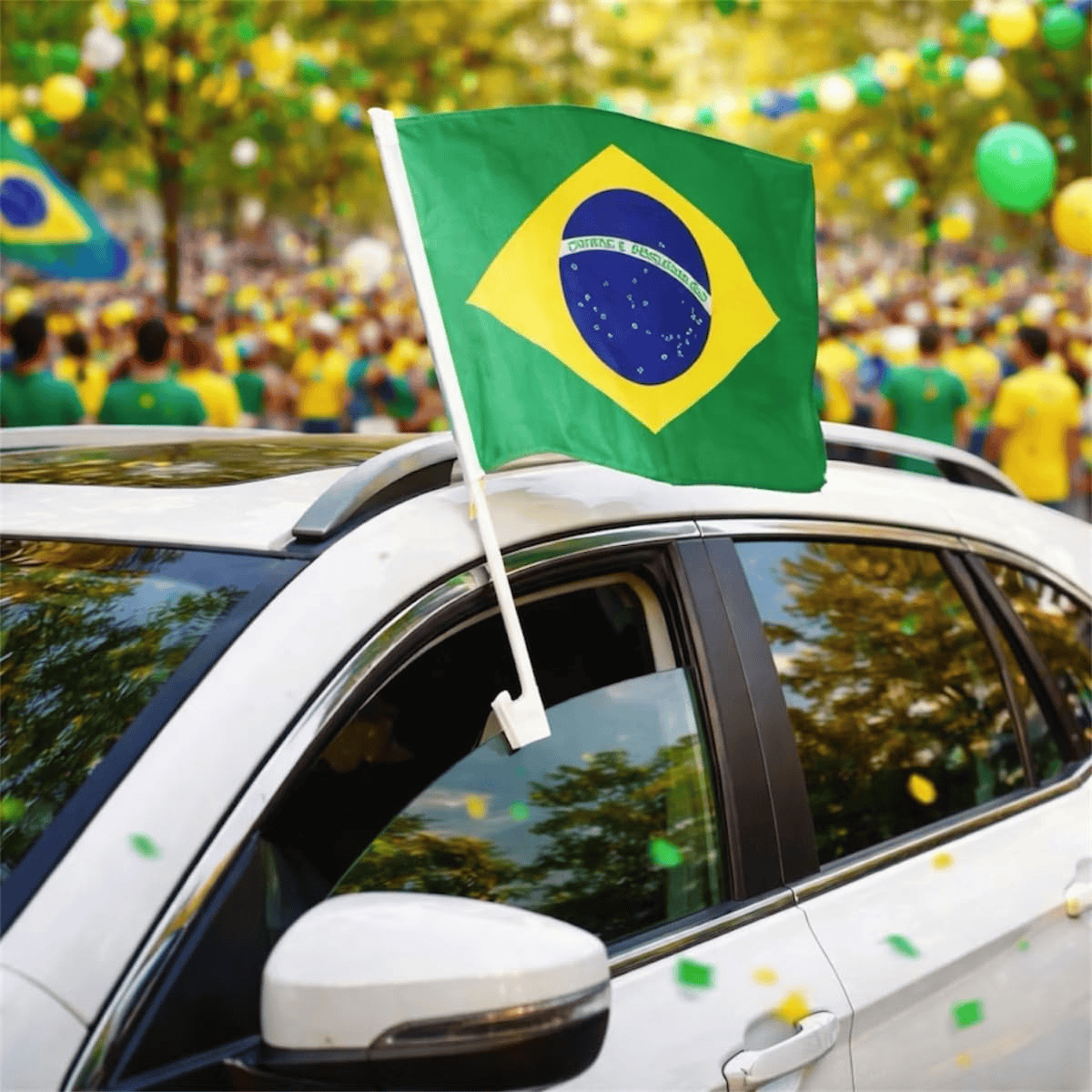 Kit 2 Bandeiras do Brasil para Carro 45x30cm 3