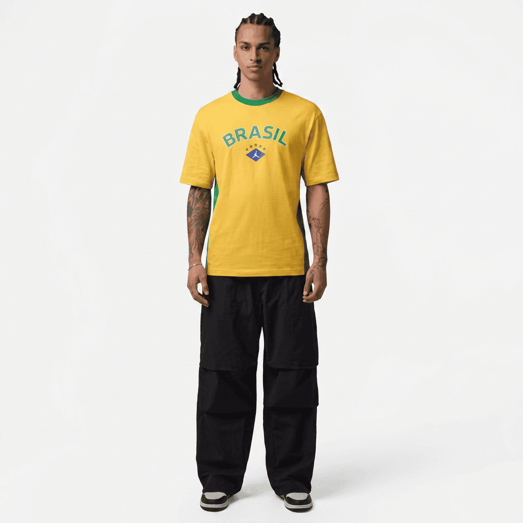 Camiseta Brasil Air Jordan 85 Crew Masculina 4