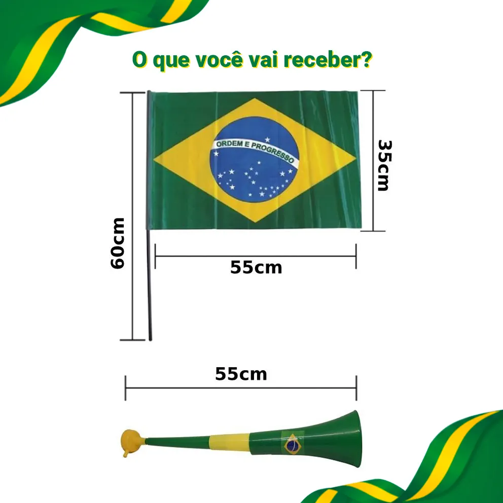 Kit Torcedor Copa Do Mundo Brasil Cartola C/3 Peças 2